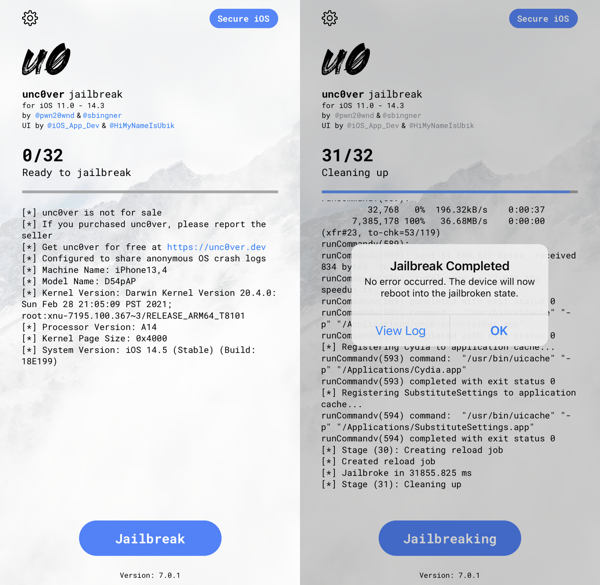 Unc0ver 7.0.1 Jailbreak iOS 14.4-14.5.1