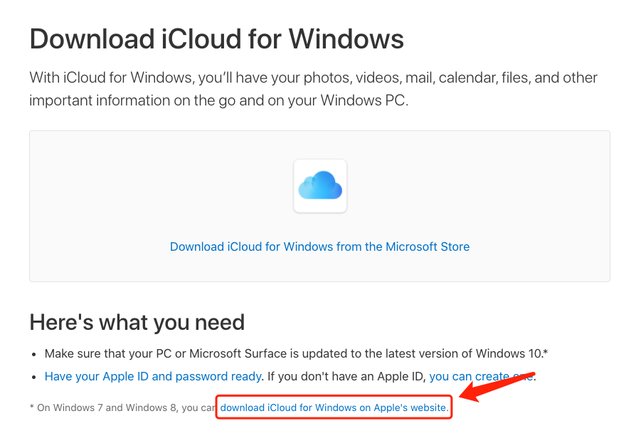 download iCloud for Windows on Apple's website