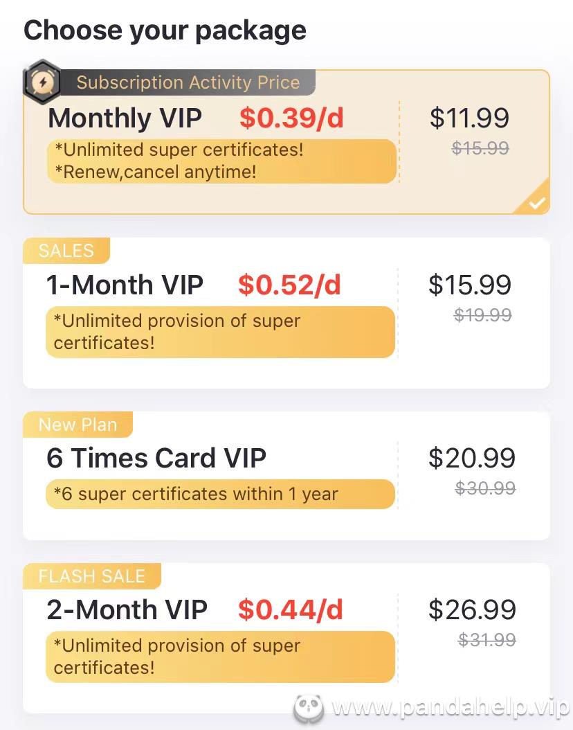 Panda Helper VIP price system