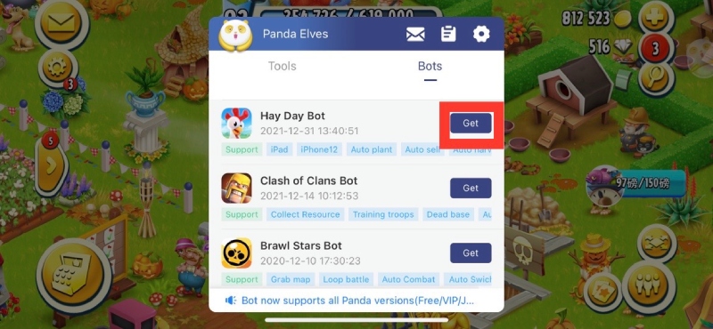 how to use Panda Bot in Hay Day