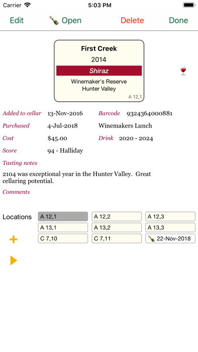 Personal Wine Cellar Database