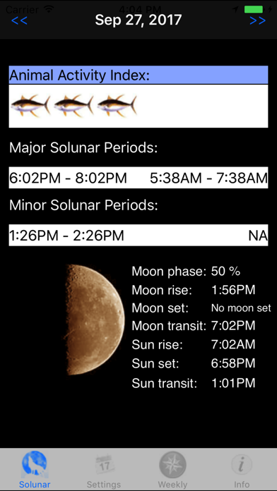 Solunar Table