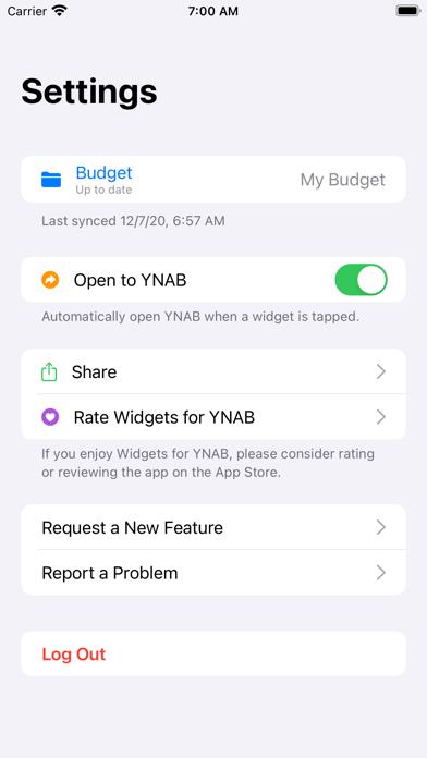 Widgets for YNAB