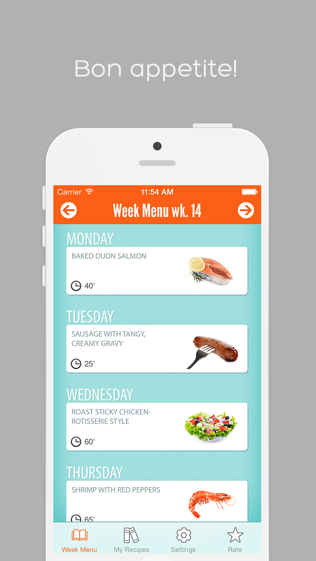 Week Menu - Plan your cooking with your personal recipe book - iPhone Edition