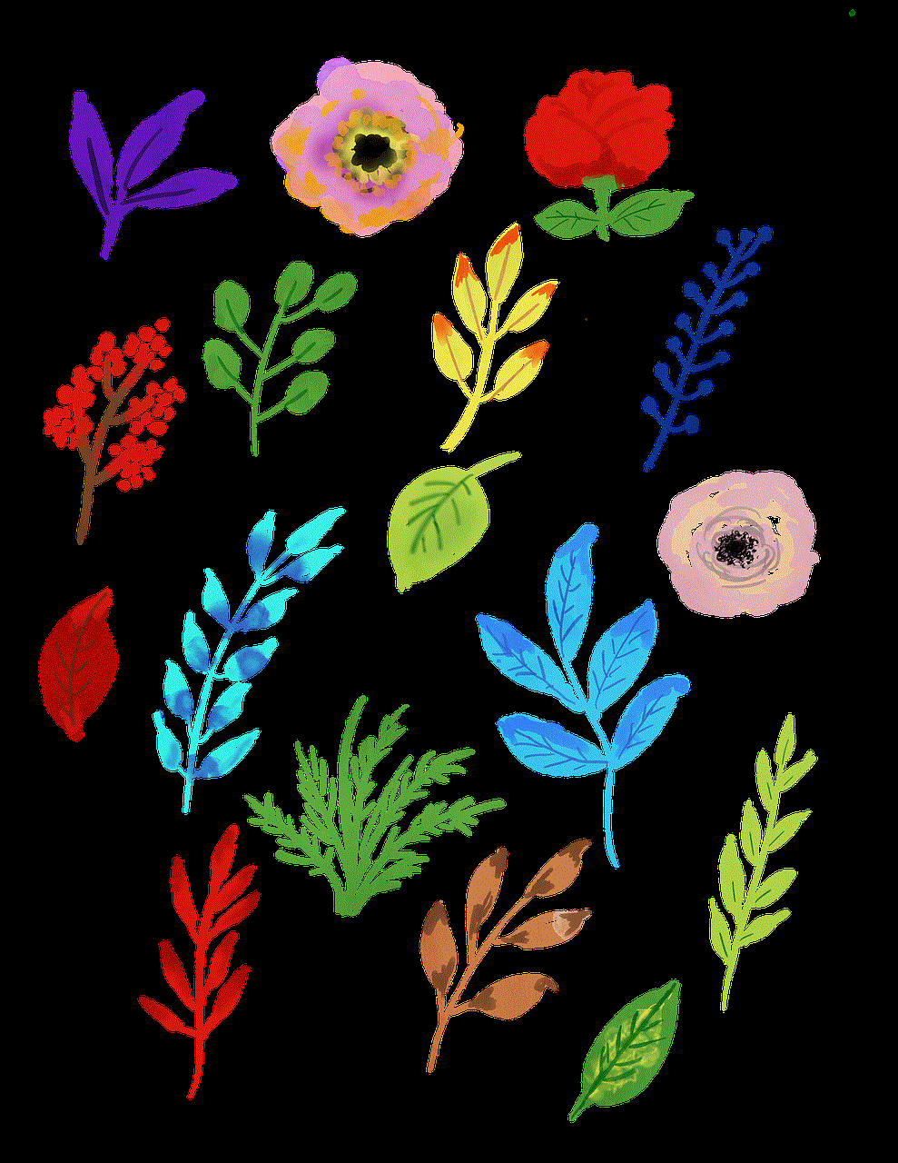 Watercolour Flower Leaves