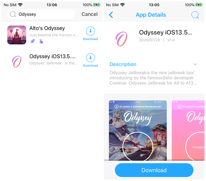 Search-for-Odyssey-jailbreak-tool-and-download-it