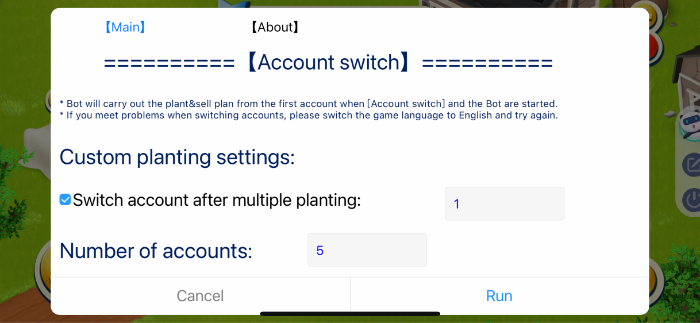 Hay day bot account switch function