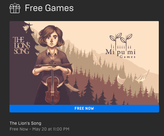 Epic free game the lion's song