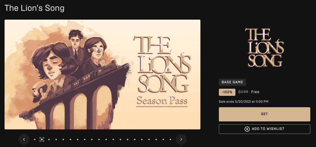 Epic free game the lion's song banner